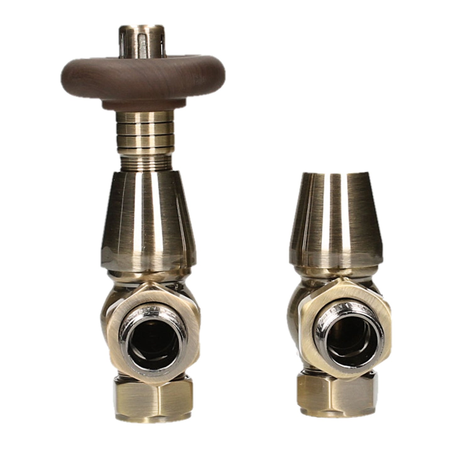 Traditional Heritage Thermostatic TRV Angled 15mm - Antique Brass