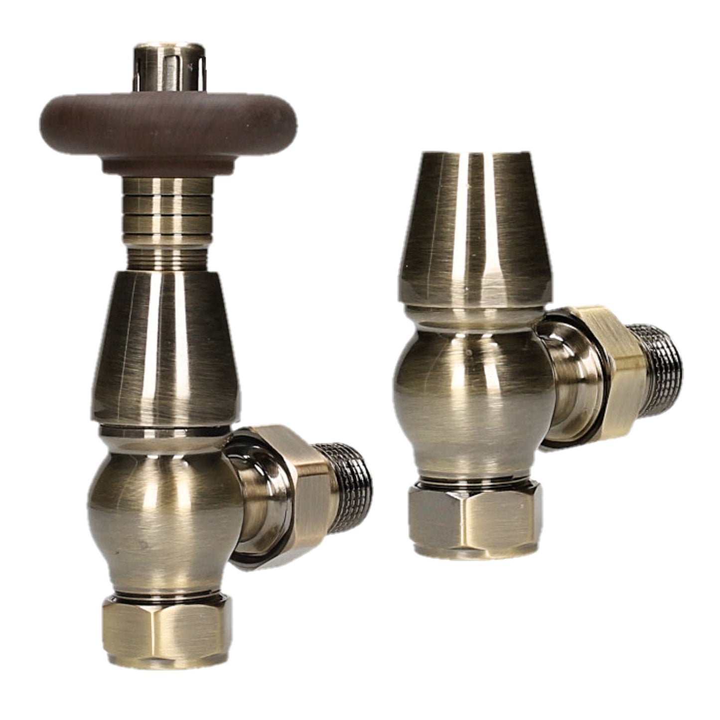 Traditional Heritage Thermostatic TRV Angled 15mm - Antique Brass