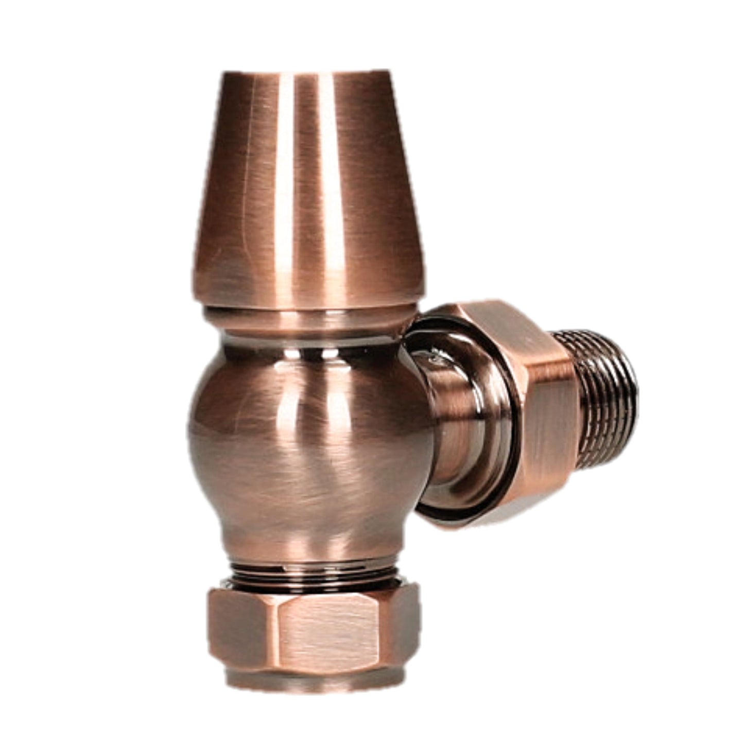 Traditional Heritage Thermostatic TRV Angled 15mm - Antique Copper