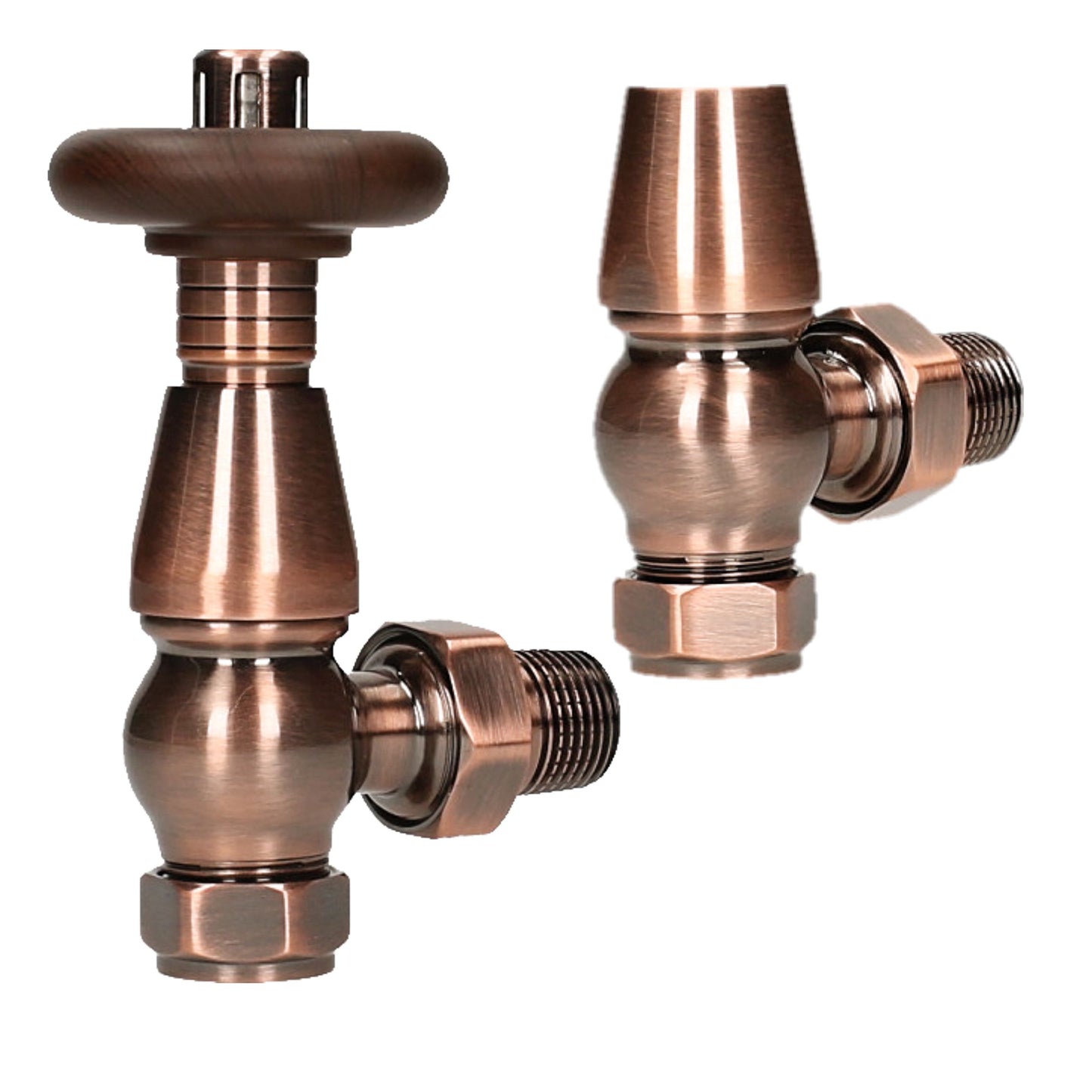 Traditional Heritage Thermostatic TRV Angled 15mm - Antique Copper