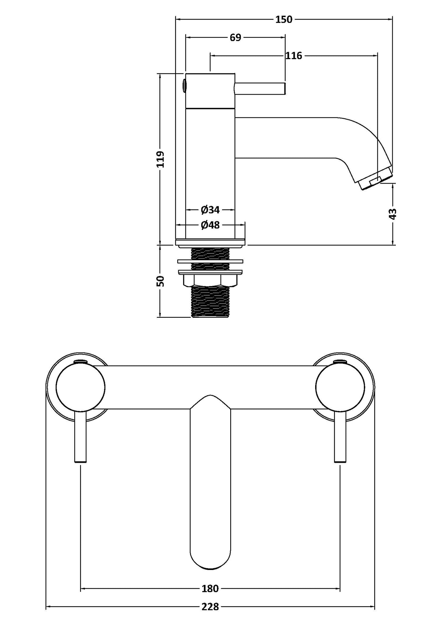 Cartegena Bath Filler Tap - Black CAR403
