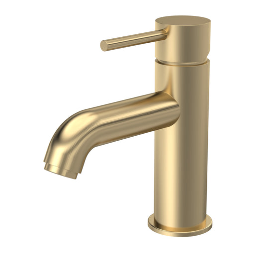 Cartegena Mono Basin Mixer c/w Push Button Waste - Brushed Brass CAR805