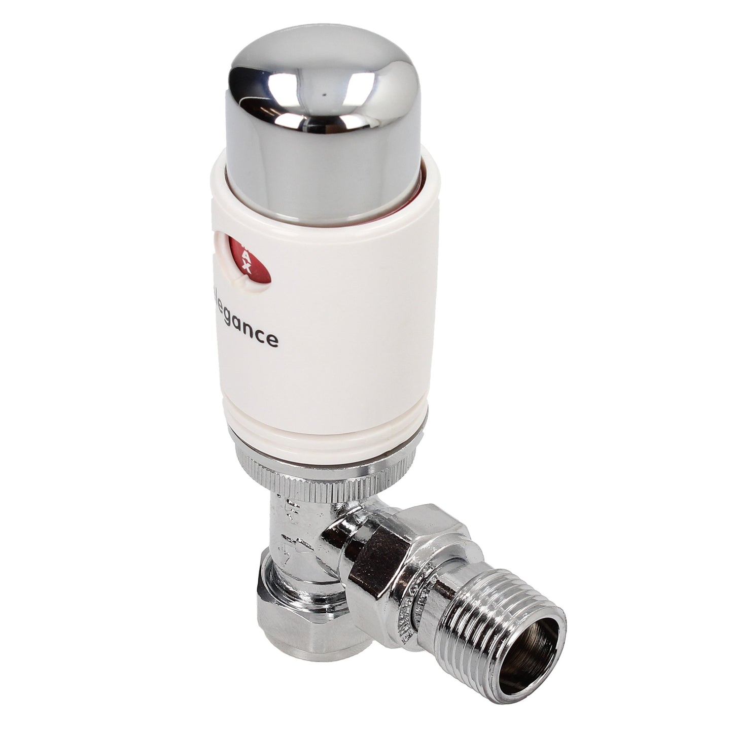 Thermostatic Style TRV Radiator Valve Angled 15mm White/Chrome