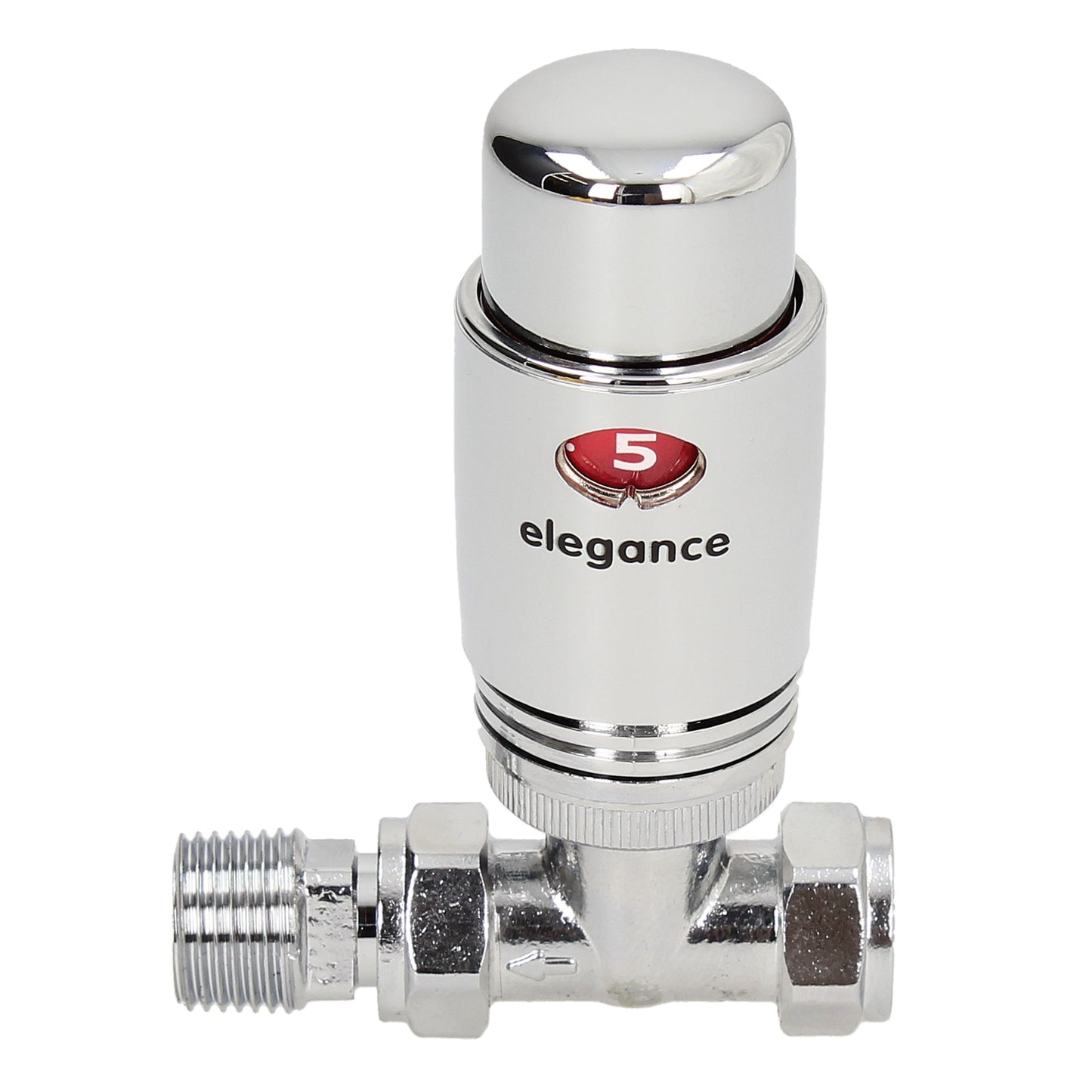 Thermostatic Style TRV Radiator Valve Straight 15mm Fully Chrome