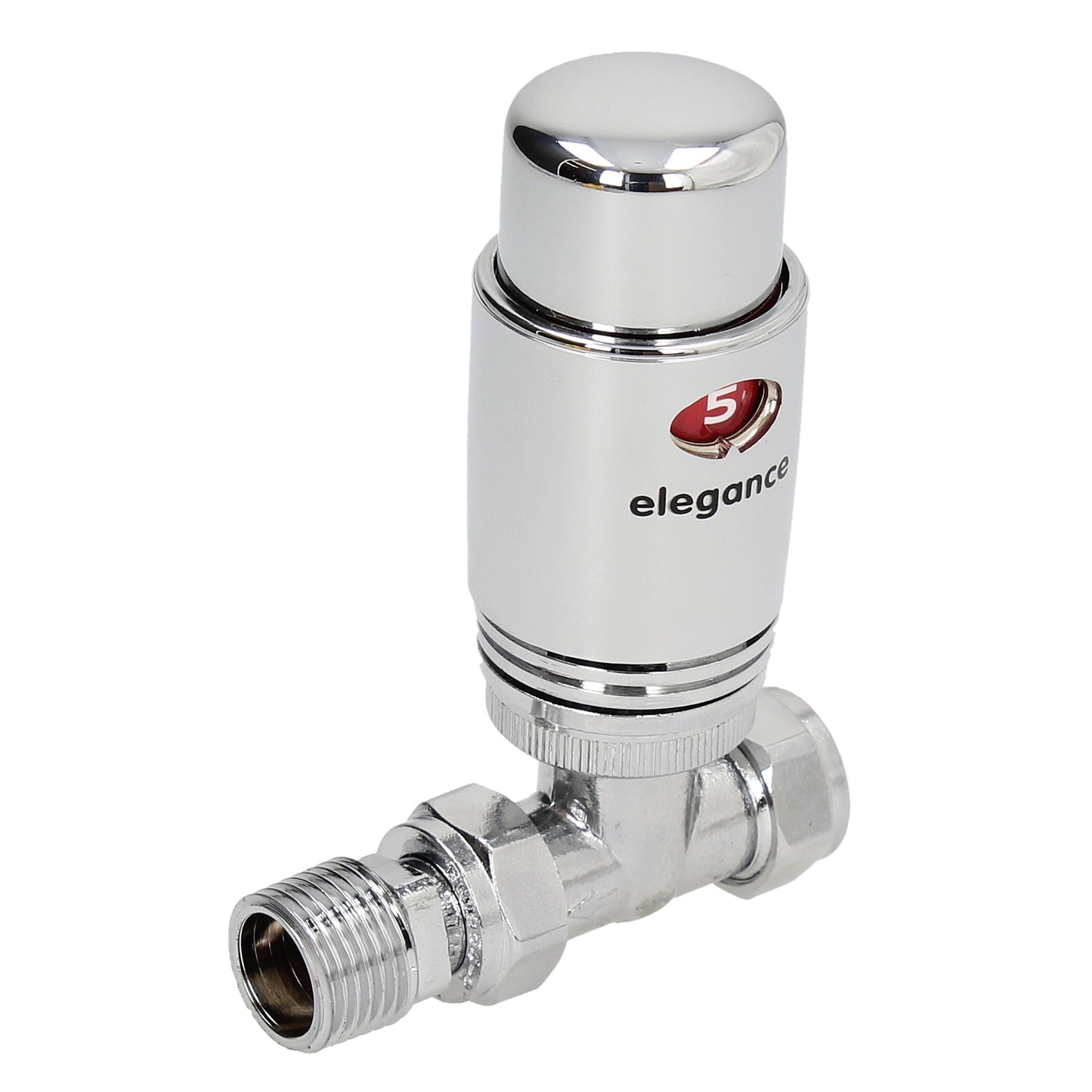 Thermostatic Style TRV Radiator Valve Straight 15mm Fully Chrome