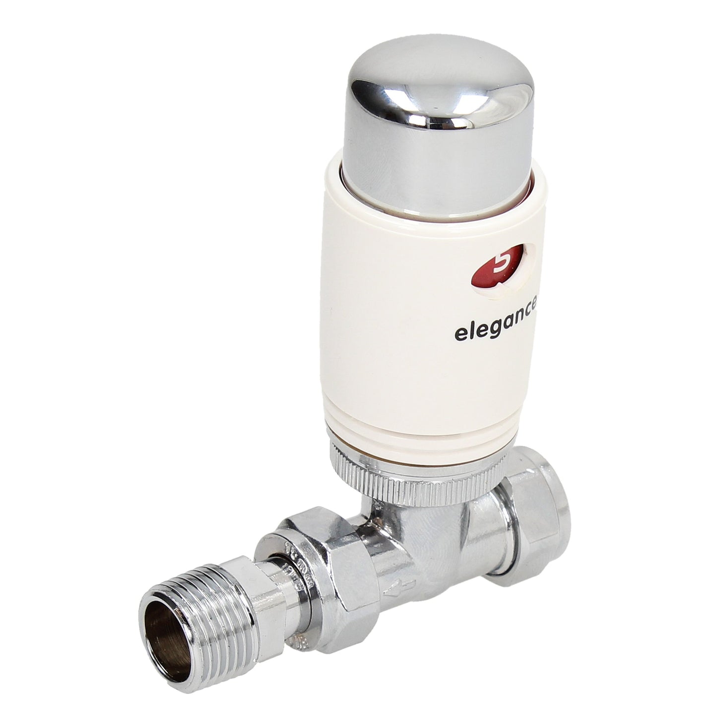 Thermostatic Style TRV Radiator Valve Straight 15mm White/Chrome