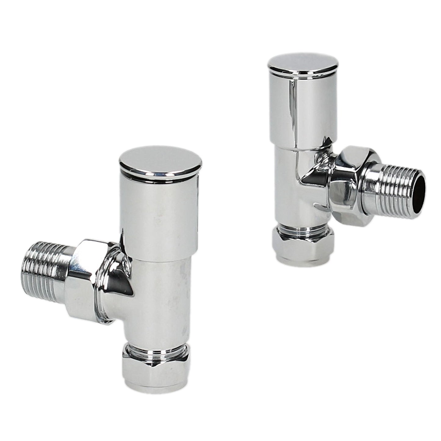 Pair Of HP Heavy Pattern Angled 15mm Radiator Lockshield Valves - Chrome