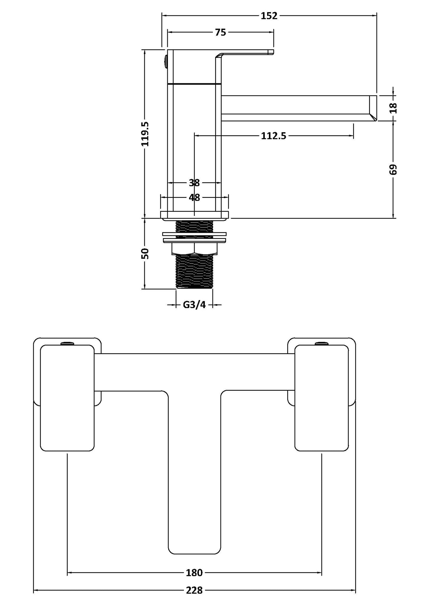 Kalk Bath Filler Tap - Chrome KAL303