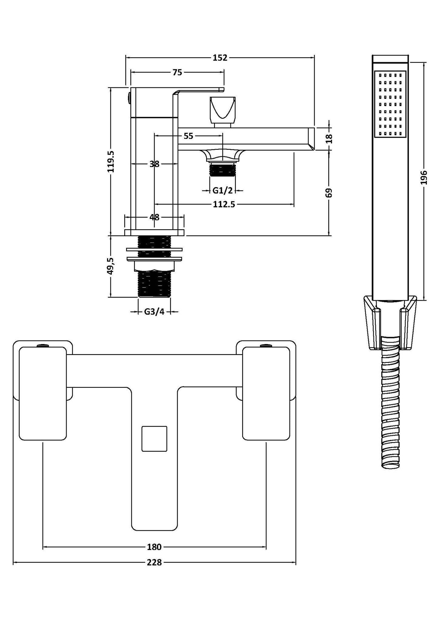 Kalk Bath Shower Mixer - Chrome KAL304