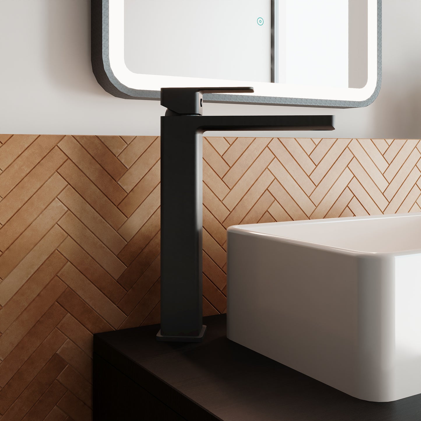 Kalk High-Rise Mono Basin Mixer Tap - Black KAL470