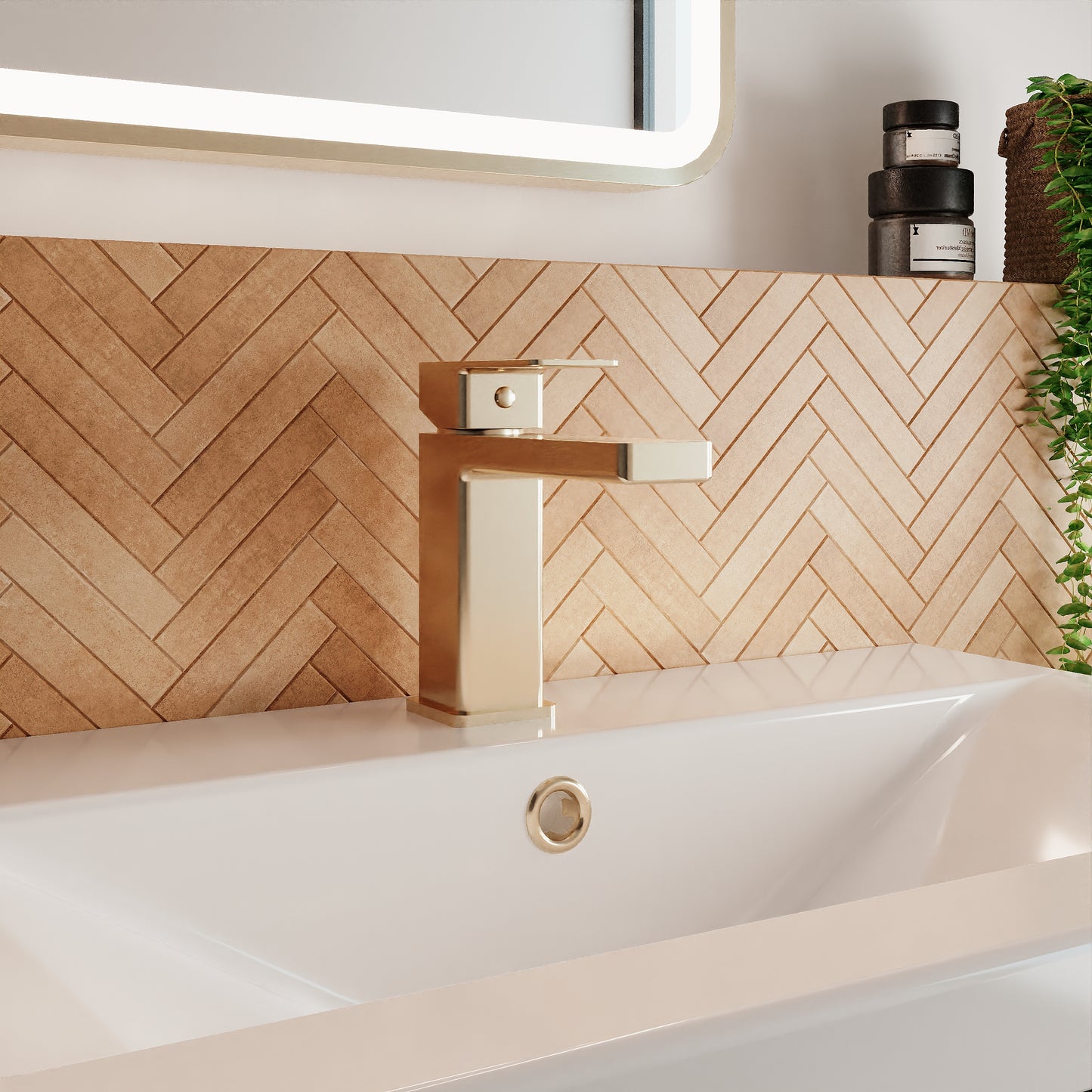 Kalk Mono Basin Mixer c/w Push Button Waste - Brushed Brass KAL805
