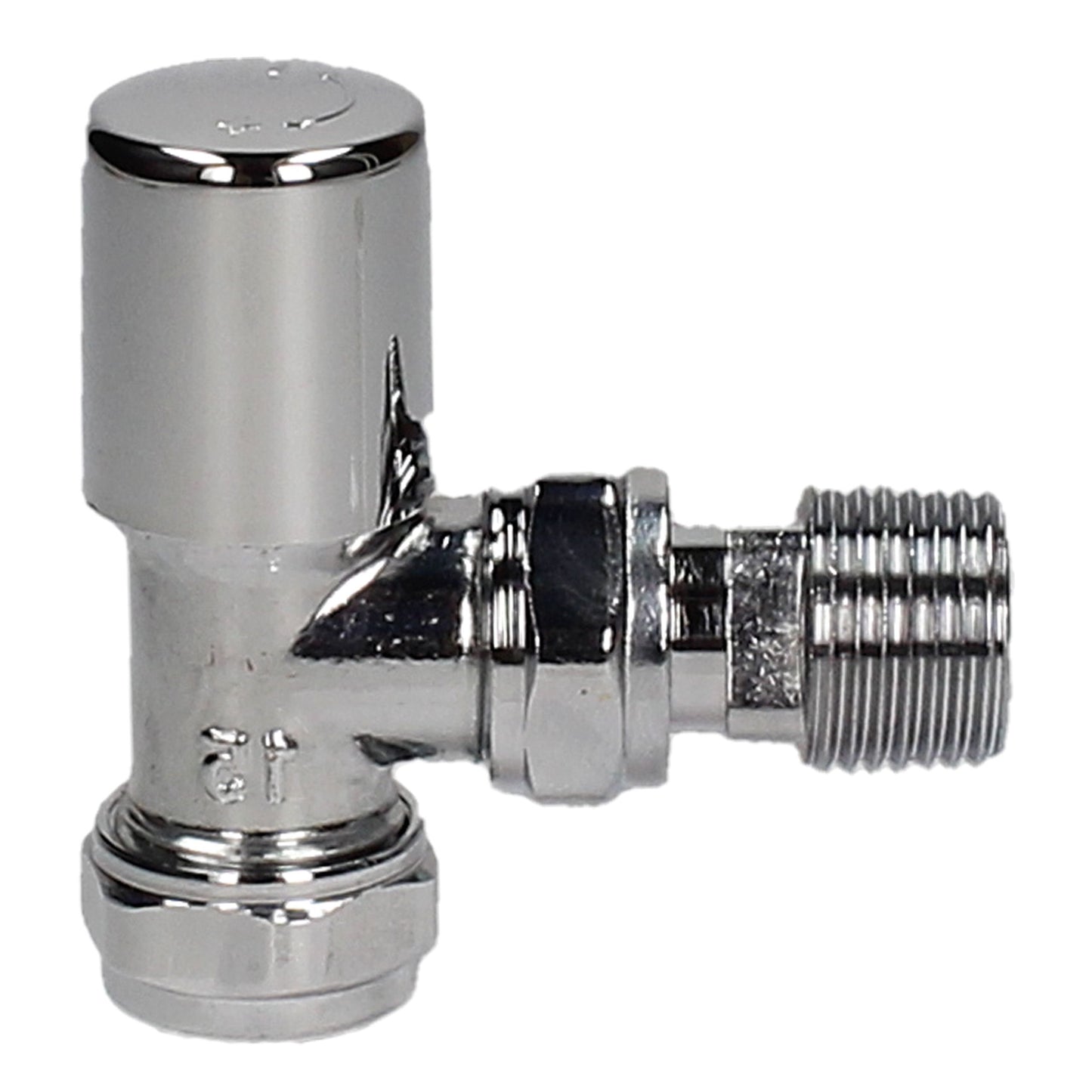 Pair Of LP Light Pattern Angled 15mm Radiator Lockshield Valves - Chrome