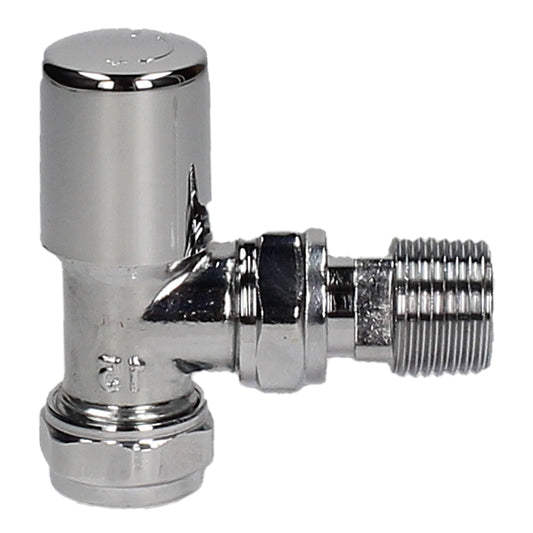 Pair Of LP Light Pattern Angled 15mm Radiator Lockshield Valves - Chrome