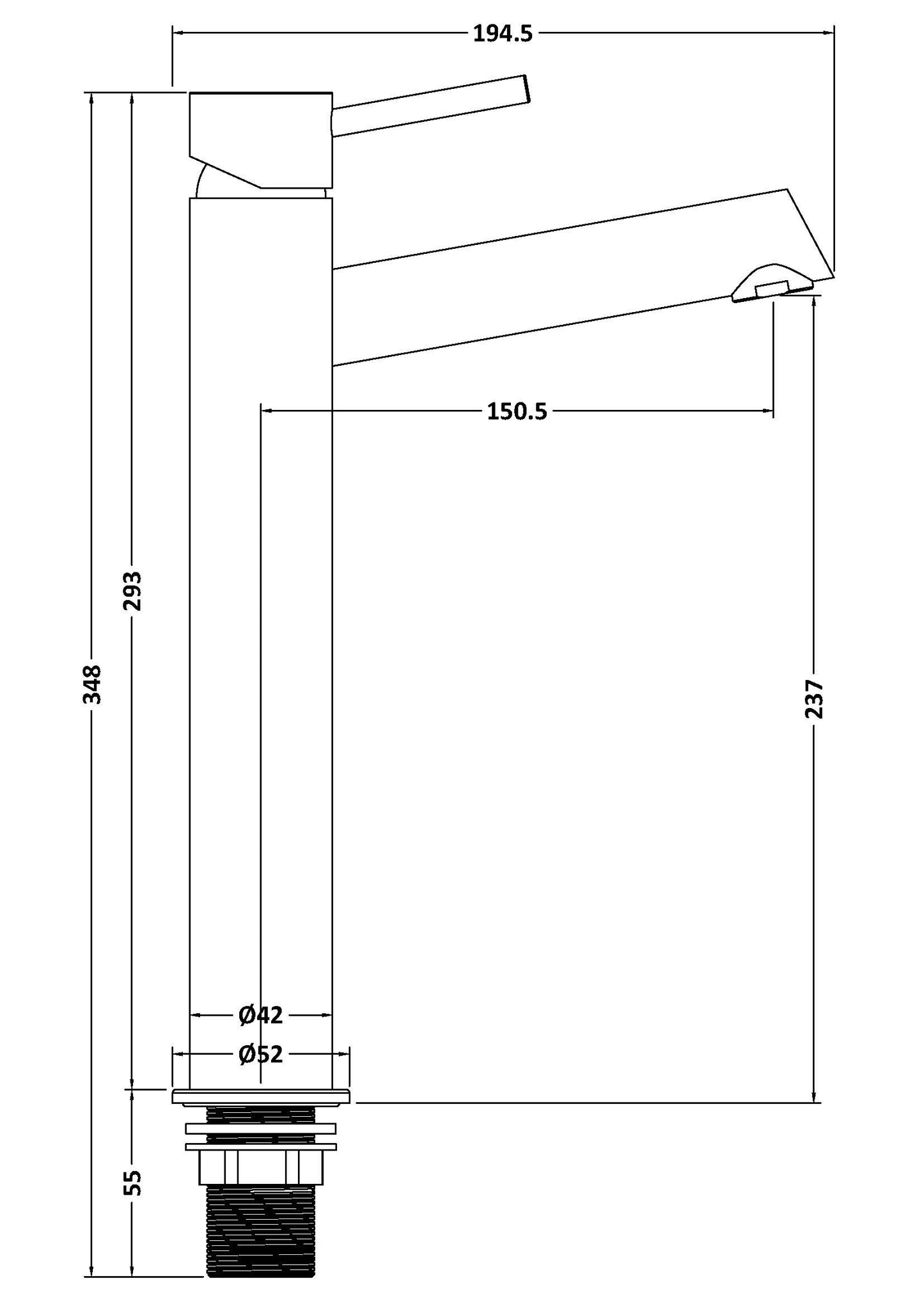 Navala High-Rise Mono Basin Mixer Tap - Chrome NAV370