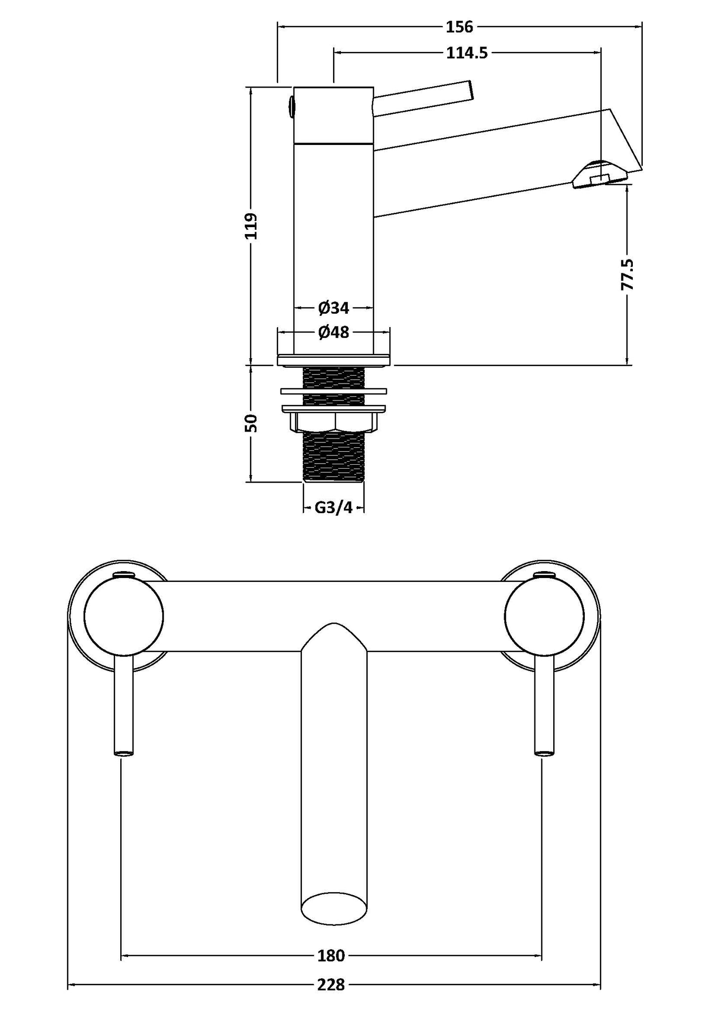 Navala Bath Filler Tap - Black NAV403