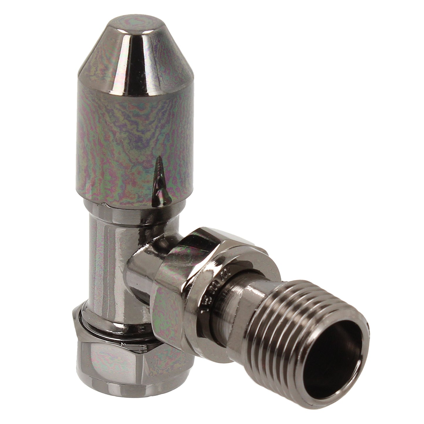 Traditional Ripple Thermostatic TRV Angled 15mm - Black Nickel