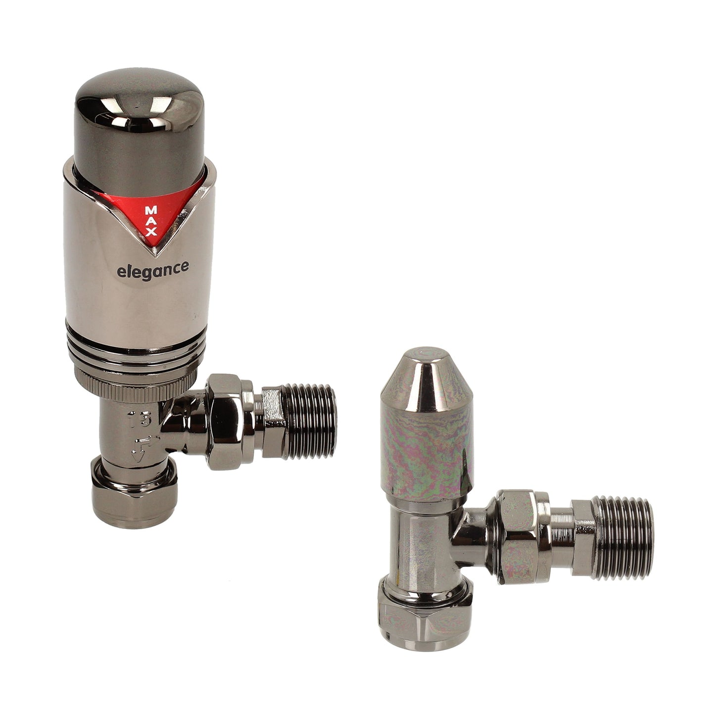 Traditional Ripple Thermostatic TRV Angled 15mm - Black Nickel