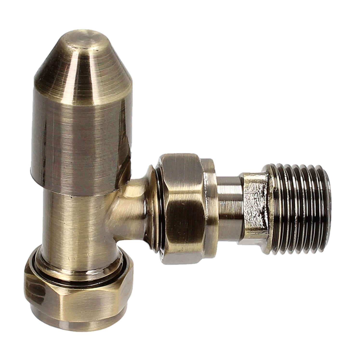 Traditional Ripple Thermostatic TRV Angled 15mm - Antique Brass