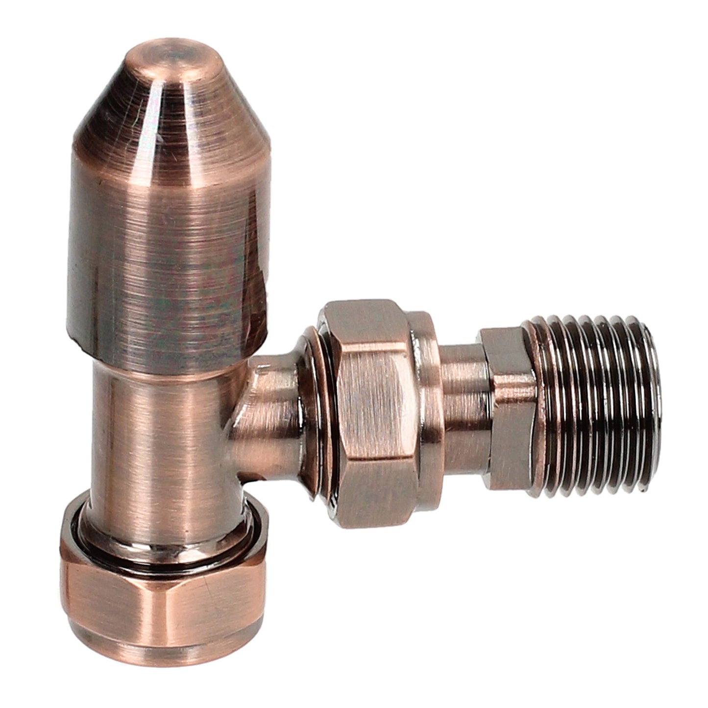 Traditional Ripple Thermostatic TRV Angled 15mm - Antique Copper