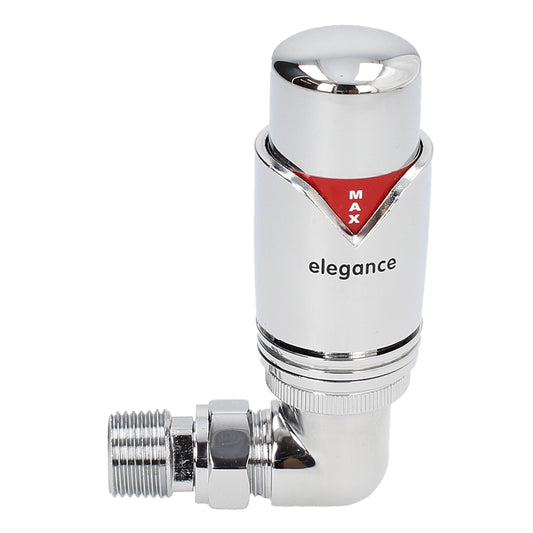 Thermostatic Radiator Valve Corner TRV - Style 15mm Fully Chrome