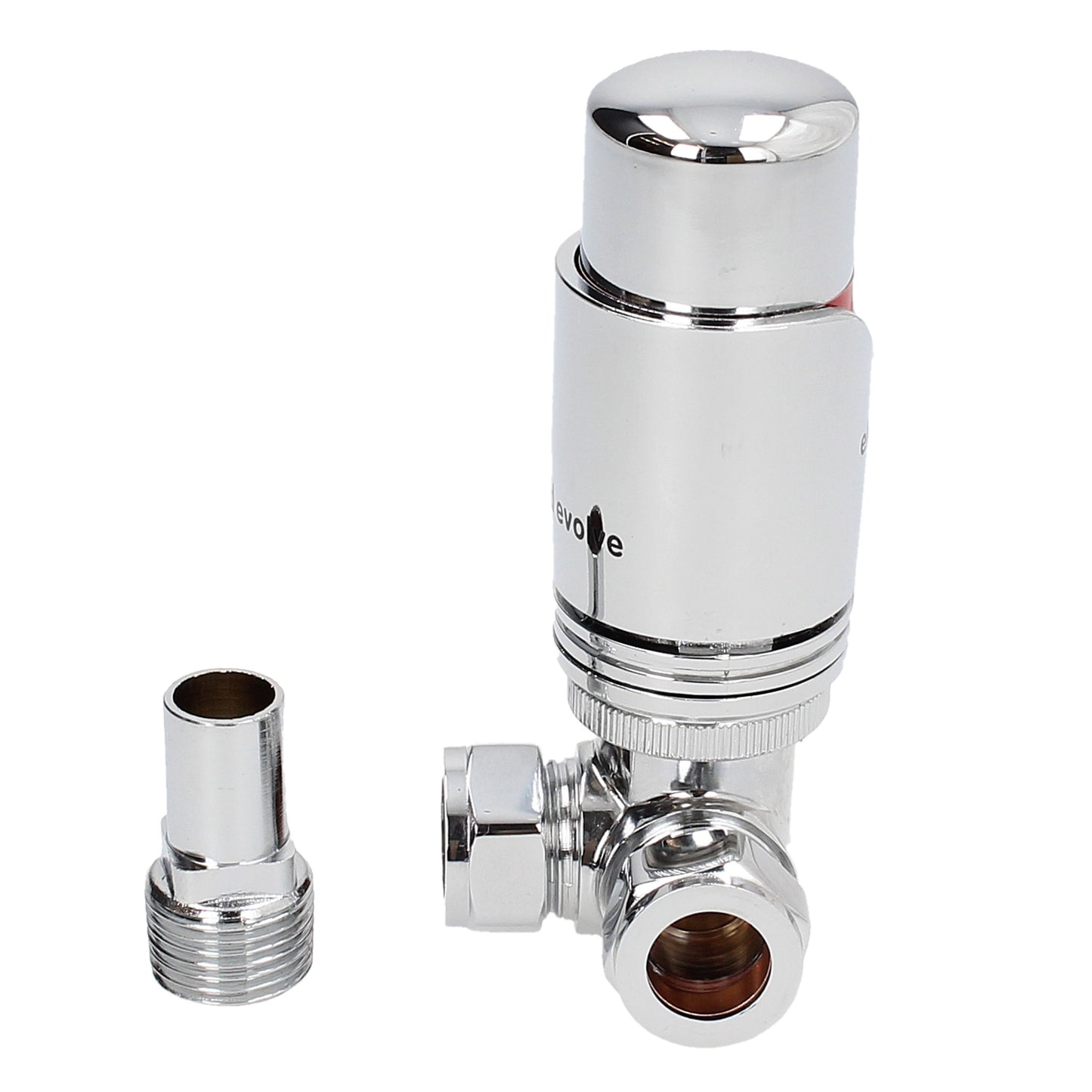 Thermostatic Radiator Valve Corner TRV - Style 15mm Fully Chrome
