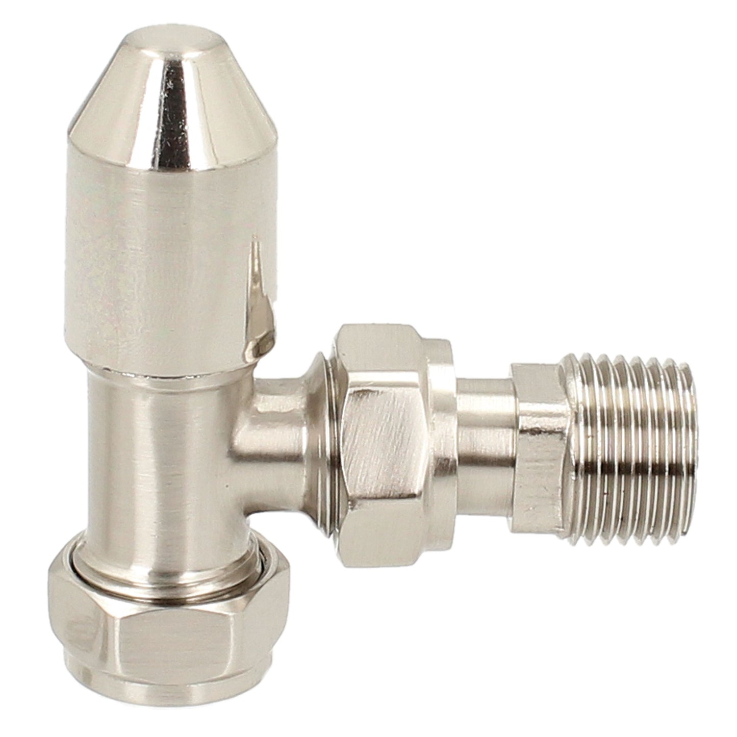 Traditional Ripple Thermostatic TRV Angled 15mm - Silver Nickel