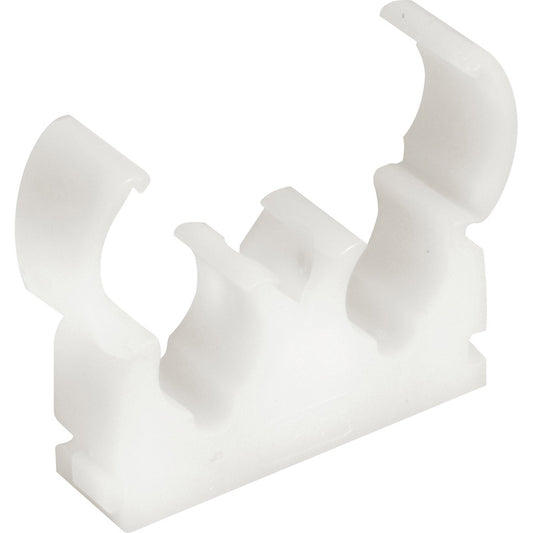 Double Hinged Pipe Clip 15mm - White