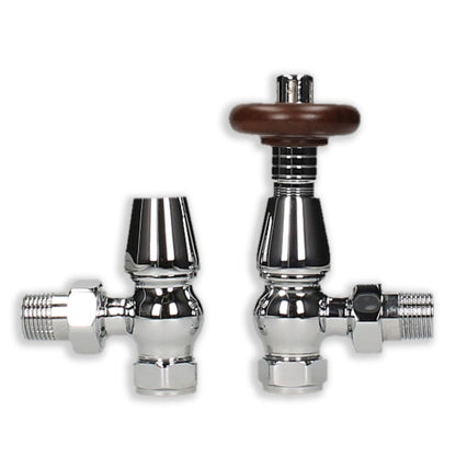 Traditional Heritage Thermostatic TRV Angled 15mm - Chrome