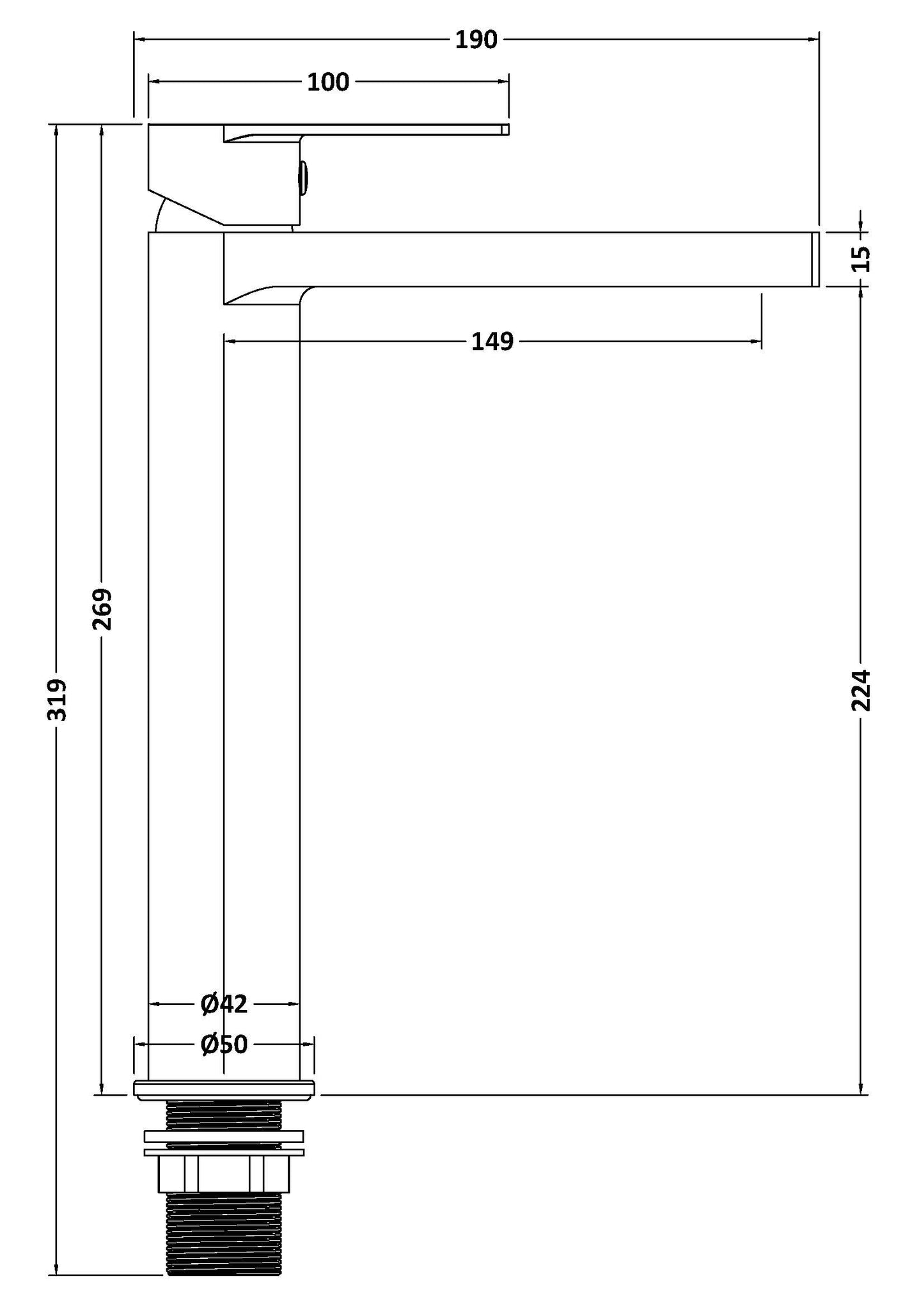 Canada High-Rise Mono Basin Mixer Tap - Brushed Brass CAN870