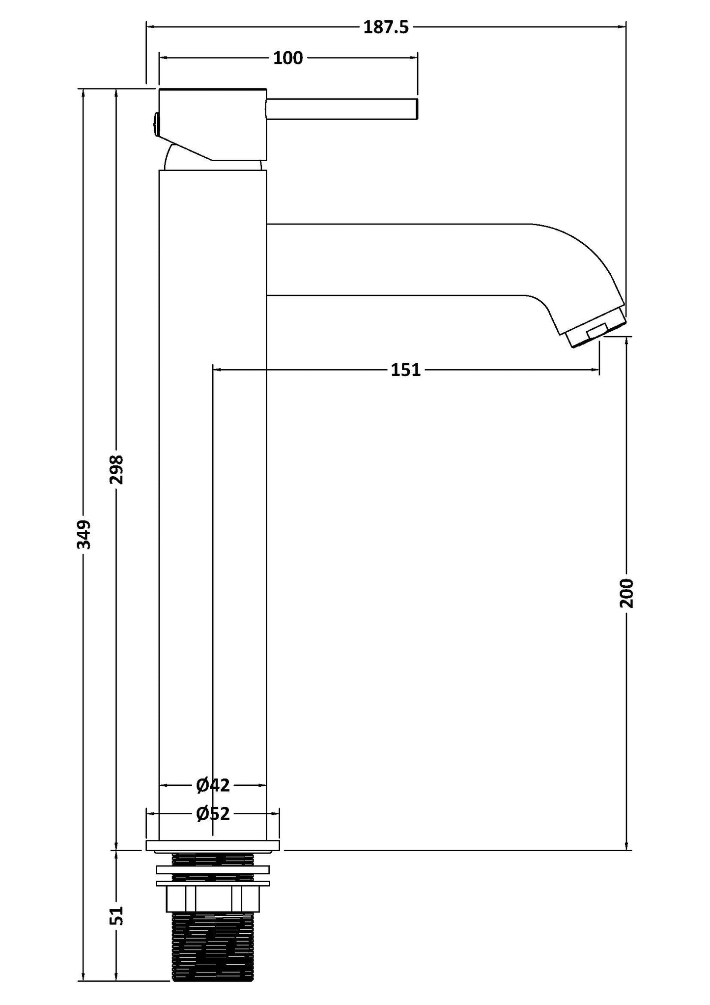 Cartegena High-Rise Mono Basin Mixer Tap - Chrome CAR370