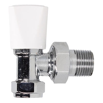 Contract 8mm Angled Wheel Head Radiator Valve - Chrome/White