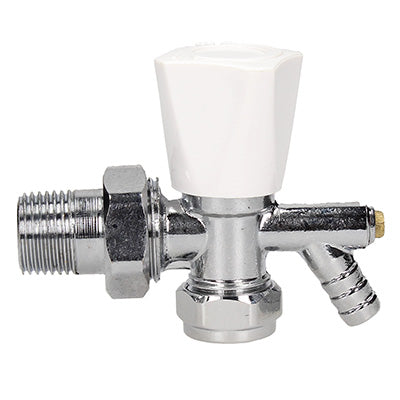 Contract 15mm Angled Wheel Head Radiator Valve c/w DOC - Chrome/White