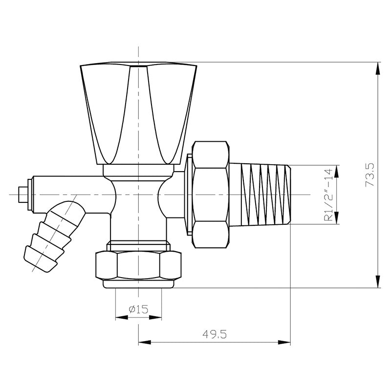 Contract 15mm Angled Wheel Head Radiator Valve c/w DOC - Chrome/White