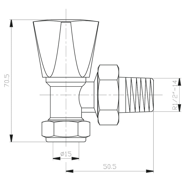 Contract 8mm Angled Wheel Head Radiator Valve - Chrome/White