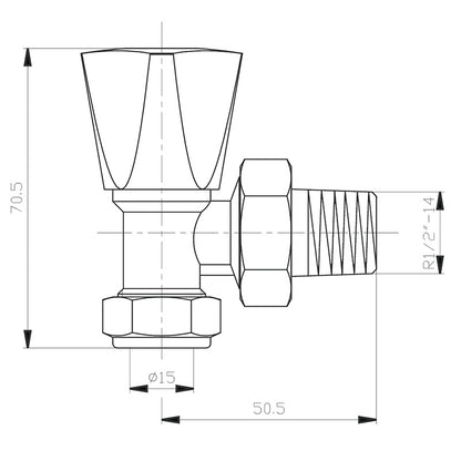 Contract 8mm Angled Wheel Head Radiator Valve - Chrome/White