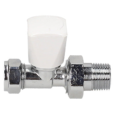 Contract 15mm Straight Wheel Head Radiator Valve - Chrome/White