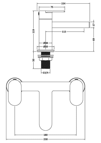 Halstatt Bath Filler Tap - Black HAL403