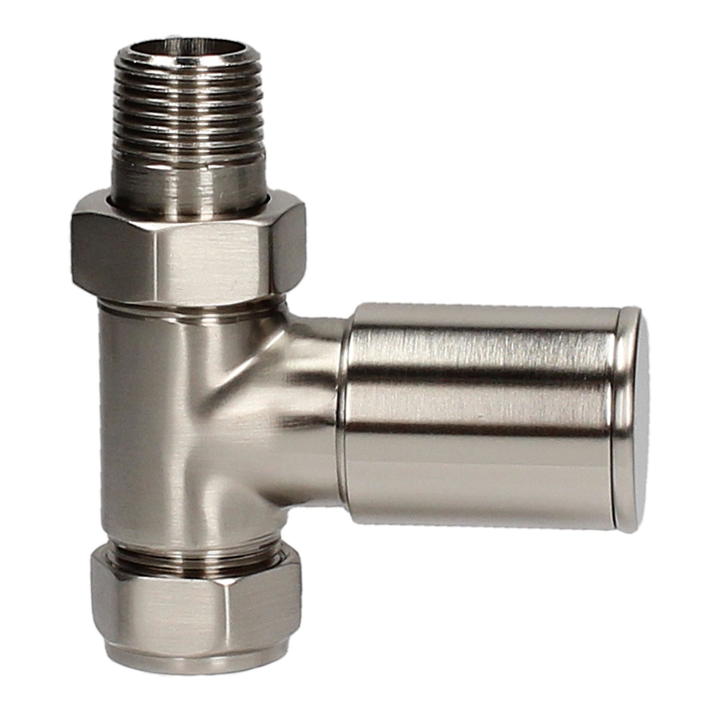 Pair Of HP Heavy Pattern Straight 15mm Radiator Valves - Silver Nickel