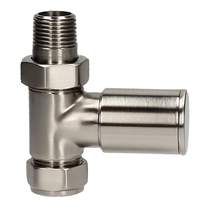Pair Of HP Heavy Pattern Straight 15mm Radiator Valves - Silver Nickel