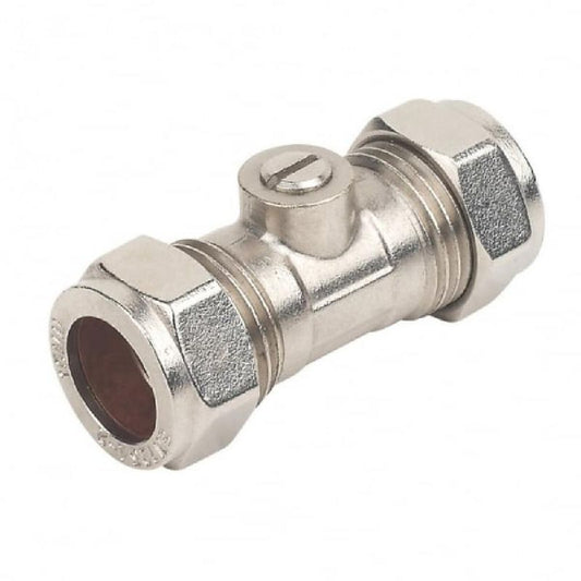 Compression Isolation Ball Valve - 15mm Chrome 10 Pack