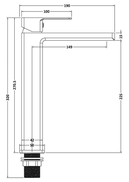 Kalk High-Rise Mono Basin Mixer Tap - Brushed Brass KAL870