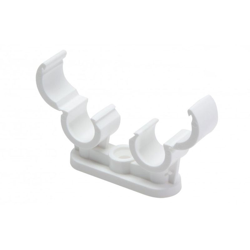 Double Quick Lock Pipe Clip 15mm - White