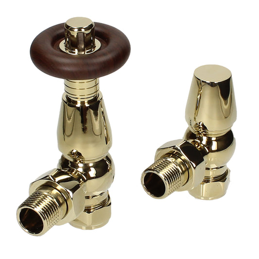 Traditional Heritage Thermostatic TRV Angled 15mm - Gold