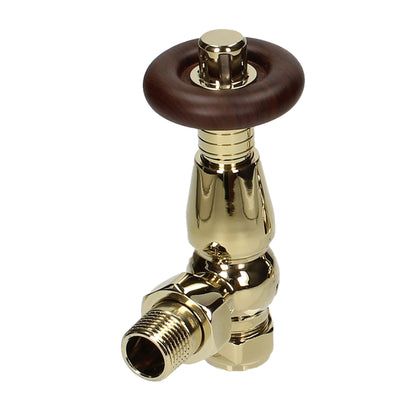 Traditional Heritage Thermostatic TRV Angled 15mm - Gold