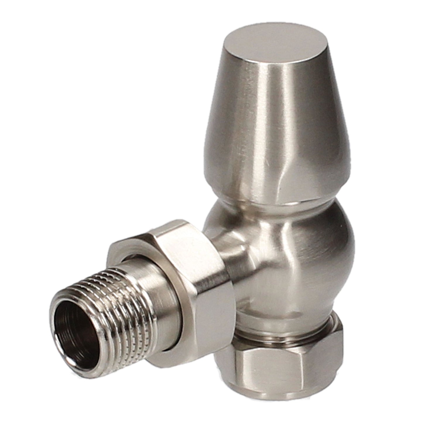 Traditional Heritage Thermostatic TRV Angled 15mm - Silver Nickel