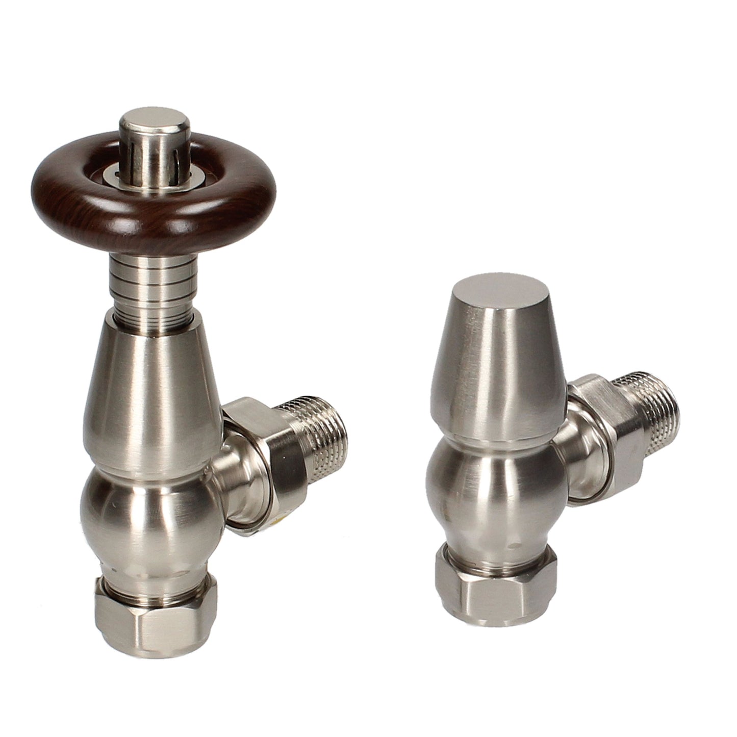 Traditional Heritage Thermostatic TRV Angled 15mm - Silver Nickel