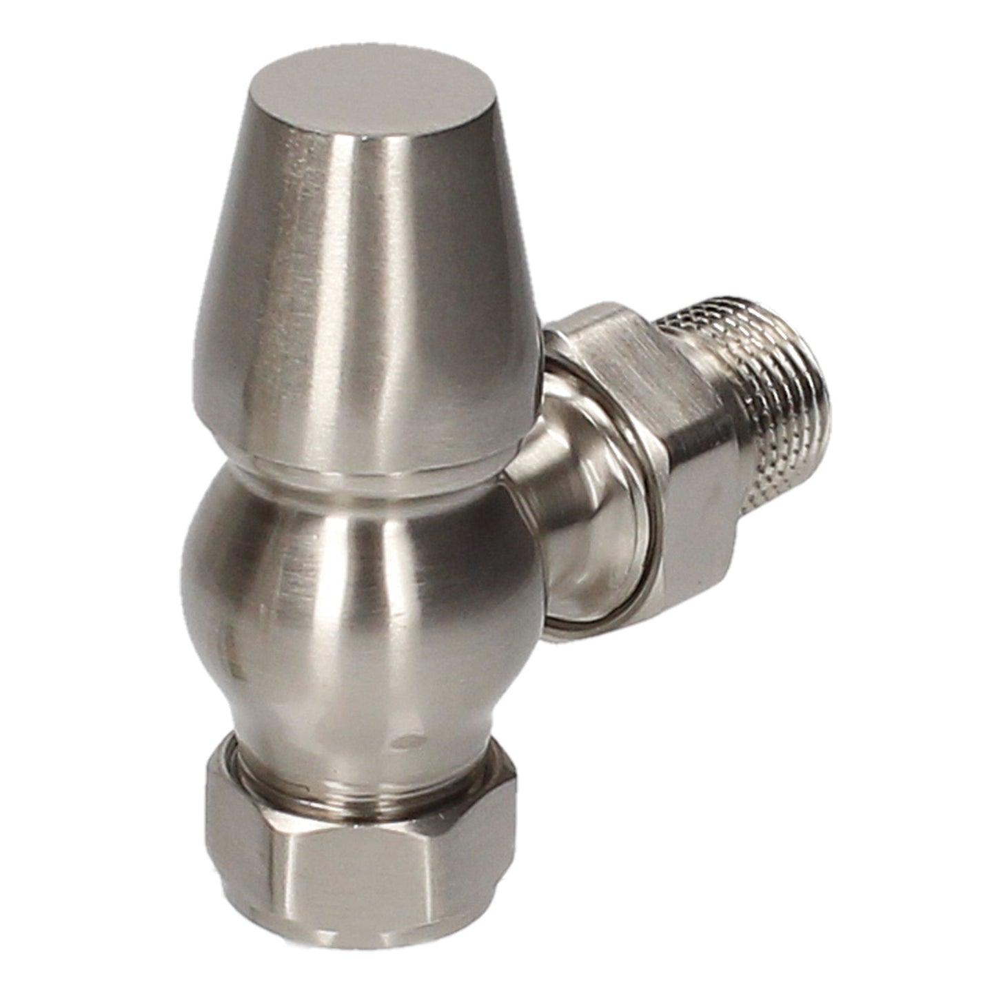 Traditional Heritage Thermostatic TRV Angled 15mm - Silver Nickel