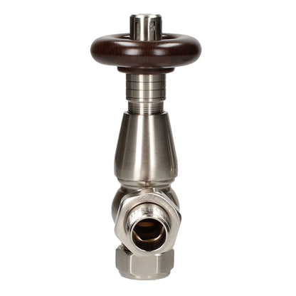 Traditional Heritage Thermostatic TRV Angled 15mm - Silver Nickel