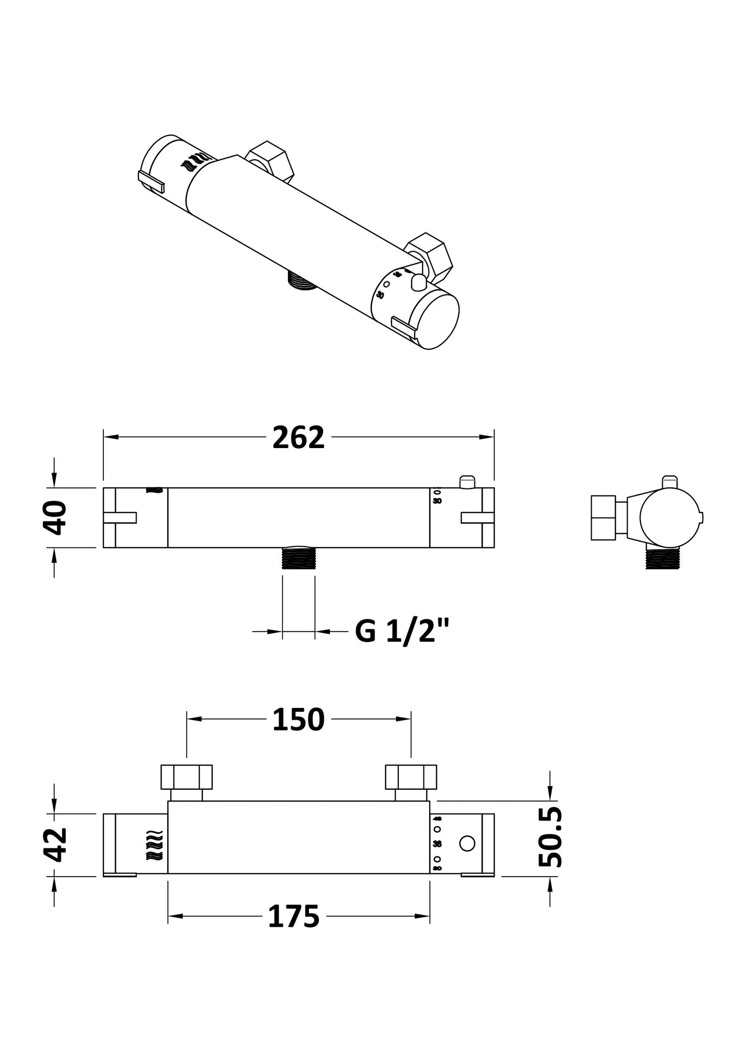 Round Thermostatic Shower Bar Valve VBS026
